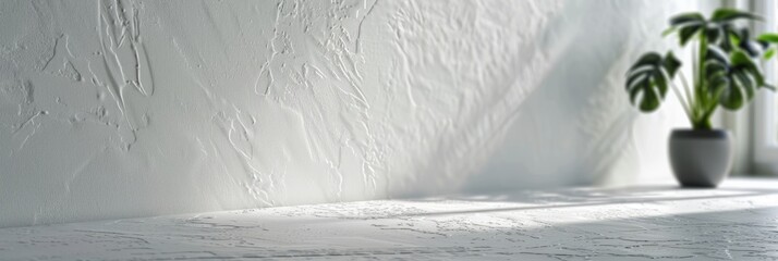 Wall Mural - a close-up, angled view of a white seamless plaster wall with a smooth and uniform texture. the wall