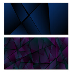 Abstract polygonal pattern. Set of two dark gradient polygonal backgrounds. Background design, cover, postcard, banner, wallpaper