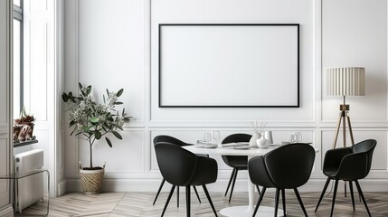 Mockup, ISO A paper size. Living room wall poster mockup. Interior mockup with house background. Modern interior design. 3D render