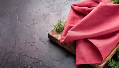 red tablecloth on dark table