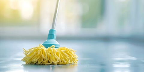 Mop simplifies cleaning tasks for maintaining a tidy living environment. Concept Cleaning, Maintenance, Organization, Home Improvement