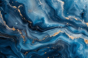 Canvas Print - Abstract Blue and Gold Marble Texture