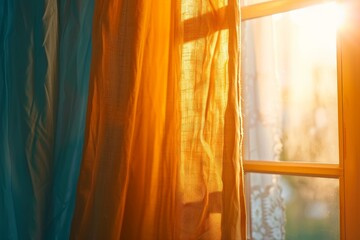 Canvas Print - Sunlight streaming through window and curtain