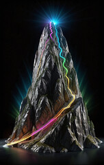 Wall Mural - brightly colored hiking trail and the route of the ascent winds over a mountain and reaches the top 