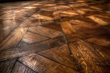 Wall Mural - A detailed view of a wooden floor in a room, suitable for interior design or decoration images