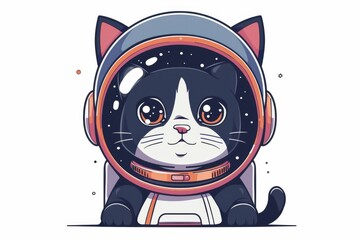 Sticker - Space Cat Cartoon Illustration