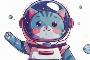 Sticker - Cute Cat Astronaut in Space