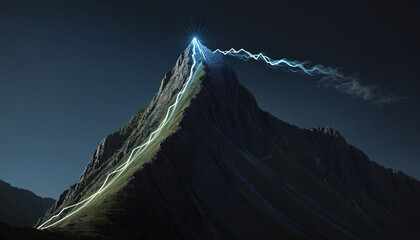 Wall Mural - brightly colored hiking trail and the route of the ascent winds over a mountain and reaches the top 