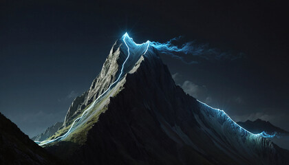 Wall Mural - brightly colored hiking trail and the route of the ascent winds over a mountain and reaches the top 