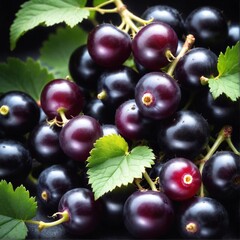 Wall Mural - Black currant grows on bush in garden. Nature, organic food and gardening