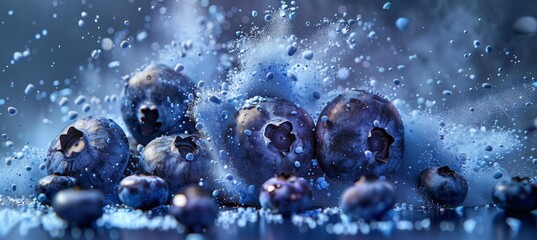 Wall Mural - Vibrant Blueberry Explosion for Food or Cosmetic Ads Generative AI