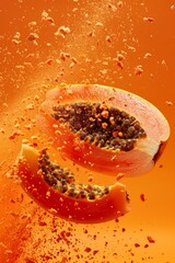 Wall Mural - Vibrant Orange Papaya Explosion for Food or Party Decor Inspiration Generative AI