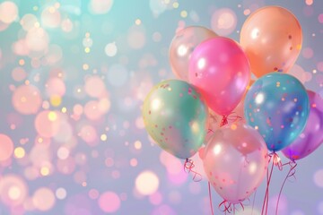 Colorful realistic helium balloons for celebrations and promotions. Vivid pastel illustration.