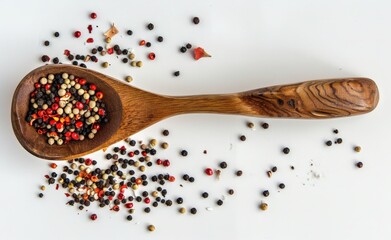 Wall Mural - Authentic Seasoning Mix in a Spoon Resting on Peppercorns