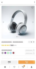 Wall Mural - Online marketplace application and website animation. E-commerce and shopping for technological products. Marketing, commerce and headphone sales home page.