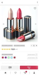Wall Mural - Online marketplace application and website animation. E-commerce and shopping for make-up products. Marketing, commerce and lipstick sales home page.