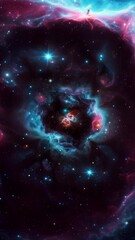 Wall Mural - A slow animated push towards through a cosmic cloud ring, moving towards a fictitious colorful nebula cluster, includes five different focal length shots. 