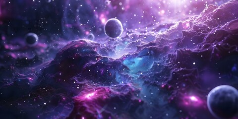 Wall Mural - vividly portrays cosmic beauty with celestial bodies supernovas and dark matter. concept astrophotog