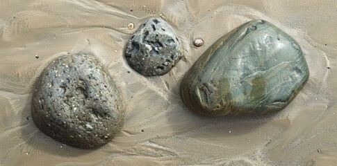 Wall Mural - Stones on Beach - Nature, Texture, Rocks by the Ocean