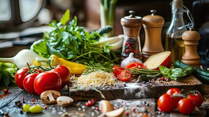 Wall Mural - Healthy food and vegetable on the table