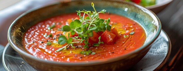 Wall Mural - served gazpacho soup, traditional spanish dish