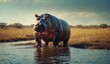 © JohnTheArtist - Wild hippopotamus in a natural watery habitat