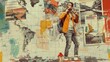 © InfiniteFlow - Young man standing on top of the world with a map in the background.