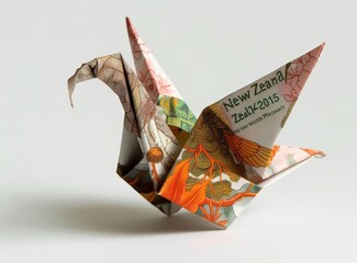 Wall Mural - Colorful Artificial Bird Origami Paper Crane New Zealand 2015