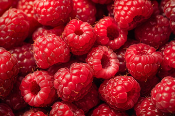 Wall Mural - Close-up of fresh ripe raspberries