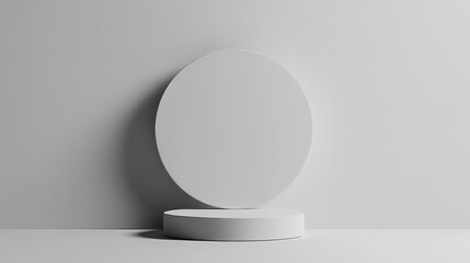 Wall Mural - Minimalistic White Circle on Gray