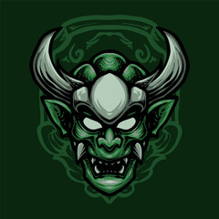 Wall Mural - Green oni mask vector illustration design