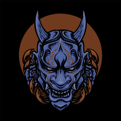 Wall Mural - Blue oni mask vector illustration design