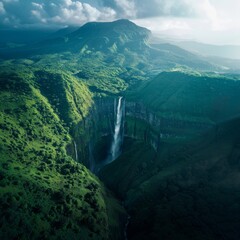 Wall Mural - Background of Landscape. Real Photography of Mount Ranges in Spring