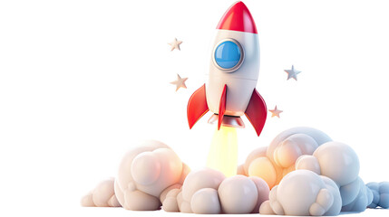 Wall Mural - cartoon rocket space ship on a transparent background