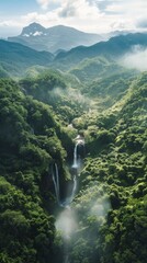 Wall Mural - Background of Landscape. Real Photography of Mount Ranges in Spring