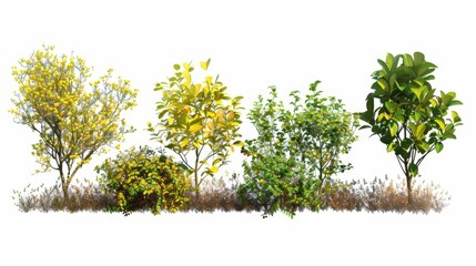 Wall Mural - Diverse Trees and Shrubs in a Row - Generative AI