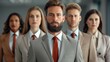 © top images - A group of men and women in business attire stand together, business team concept