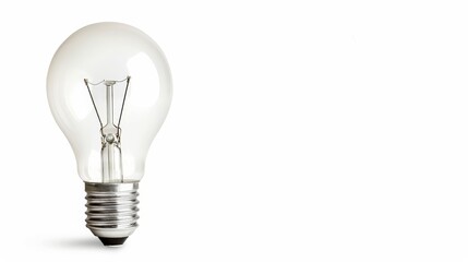 Wall Mural - A light bulb is lit up and is sitting on a white background
