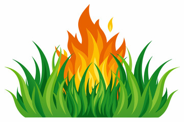 Wall Mural - grass like flames vector silhouette