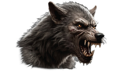 Wall Mural - portrait of a werewolf isolated on white background , transparent png image