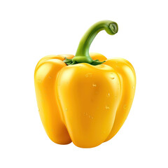 Fresh yellow bell pepper isolated on white background. High-resolution image perfect for culinary, health, and nutrition designs.