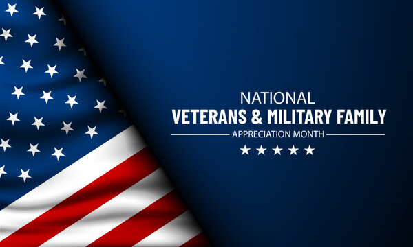 Happy National Veterans And Military Family Appreciation Month Is November. Background Vector Illustration