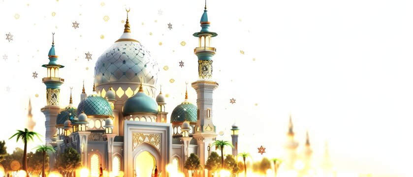 Miniature of Beautiful Mosque in 3D Rendering Isolated Background