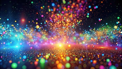 Poster - Digital backdrop of colorful particles in a generative environment , technology, abstract, artistic, futuristic, digital, virtual, realm, background, design, creativity