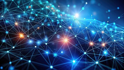 Abstract digital connections illustrated with data points and blockchain technology , technology, blockchain, digital, abstract, connection, network, data, internet, information