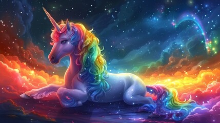 Poster - Magical Unicorn in a Galaxy of Stars.