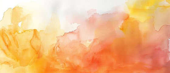 Colorful abstract watercolor painting with vibrant orange, yellow, and red hues blending seamlessly in a soft, flowing composition.