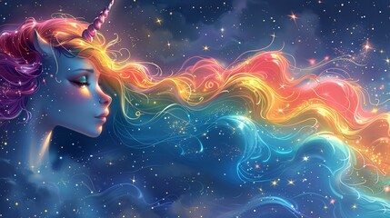 Poster - Magical Unicorn In The Stars.