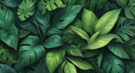 Wall Mural - Leaf background. Green leaf patern background