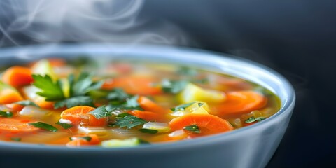 Sticker - Hearty and Flavorful Vegetable Soup Bowl A Nutritious Vegetarian Option. Concept Vegetarian Recipes, Savory Soups, Healthy Eating, Meatless Meals, Hearty Dinners